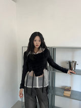 2-WAY lace wide denim training banding long pants (2 colors)