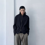 Dark Plaid Two-Way Zip Shirt