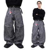 Striped Non-Fade Denim Pants