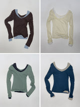 All Day Double V-Neck Long Sleeve T-Shirt