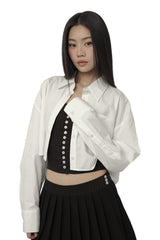 ファーストレタークロップシャツ, White