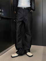 [SET UP가능] Glossy semi flare denim pants(2color)