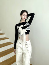 1101. シフォンリボンクロップT