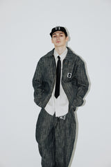 Herringbone Stripe Denim Jacket