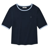 KIRSH プレーンスリムフィットリンガーTシャツ【ダークネイビー】