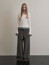 CHECK FRILL TOP