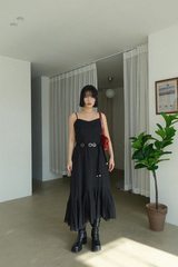 エスニック ベルト シフォン ロング ドレス