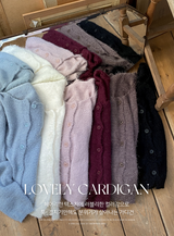 Round Loose Crop Shaggy Knit Cardigan (6color)