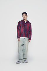 24FW ベーシックロゴチェックキルティングコーチジャケット レッド