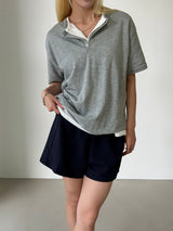 Flow henley neck helf t-shirts(5color)
