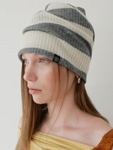 Knit Hat&Neck Warmer_Ivory&Grey