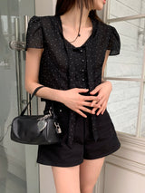 [MADE] Shimiz Dotted Puff Blouse