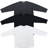 Over Waffle Henley Neck Long Sleeve Tee