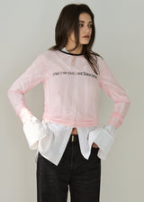 プリントメッシュTシャツ_ピンク