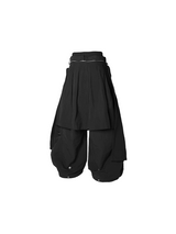 RELABEL Spatial Relations (Double Peaks) Double-Waistband Nylon Pleated Trousers Loose Curved-Leg Silhouette Casual Trousers