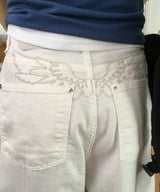 Flying Wing Back Embroidery Point Balloon Fit Summer Cotton Pants 1 Color