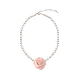 Detachable Rose Pearl Necklace (4colors)