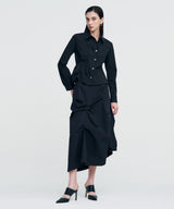 DOZI - Pinched Long Skirt _ BLACK