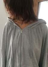 SHIRRING HOOD ZIP-UP 
