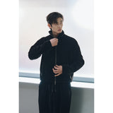 ベルベットコーデュロイカーブクロップジップアップ(Black)