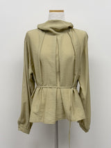High-Neck Belted Balloon Fit Blouse