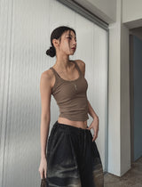 [U-BASIC] Boldy Line Ribbed Crop Sleeveless