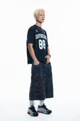 88 フットボール半袖Tシャツ- BLACK