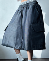 VIVID STITCH CARGO DENIM BERMUDA 💙🩵🤍3COLOR