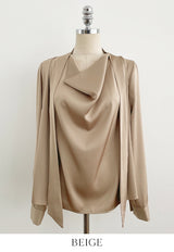Elnon Drape Satin Tie Blouse