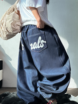 HIP PRINTING TATTOO LETTERING BALLOON RAW LOW DENIM 🩵🖤 - 2 COLORS