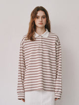 ストライプPK Tシャツ (ワイン)