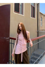 チョーカーVネックラップノースリーブTシャツ