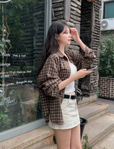#Brownie Check Overfit Shirt (2color)