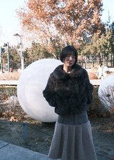 Fluffy Midi Skirt / Beige