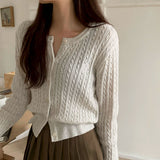 [BELLIDE MADE] 6color, memory cable round cardigan