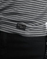 Henley Neck Long Sleeve Stripe Charcoal