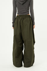 Hem snap pintuck nylon banding pants