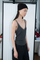 Lace Deep V-Knit (Charcoal)