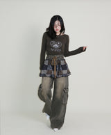 Kibet Heart Vintage Printed Long Sleeve T-Shirt