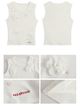 Special flower beaded sleeveless top