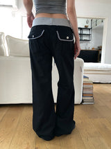 Conf color matching pocket bootcut pants