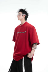 スタッドエンブロイダードスパインコットンTシャツ