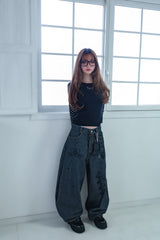 3Dpixel print denim(black)