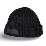 Leather logo watch cap beanie_cold black