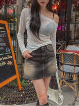 [Wool 30%] アーバンオフショルダーテンセルロングスリーブレス