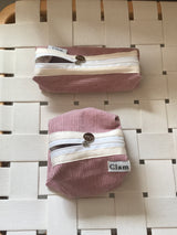 Clam round pouch _ Corduroy warm pink