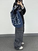 weekend denim shoulder bag