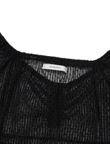 DOT SHIRRING BLOUSE(BLACK)