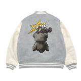 24FW PIXEL BEAR ARTWORK VARSITY JACKET MELANGE