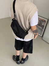 Punching knit round vest 2C